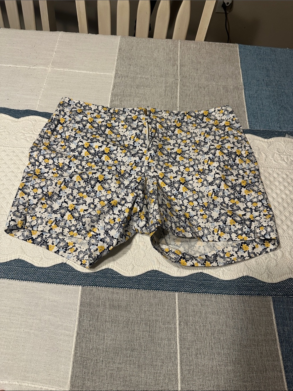 Old Navy Floral Bermuda Shorts in White, Navy & Yellow